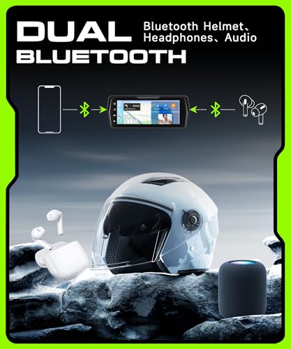 Image of Motorcycle CarPlay Screen 6.86 Inch Portable Wireless Carplay Android Auto for Motorbike IP68 Waterproof Touchscreen, Supports Airplay & Android Cast GPS Navigation Bluetooth EQ DVR Loop Video