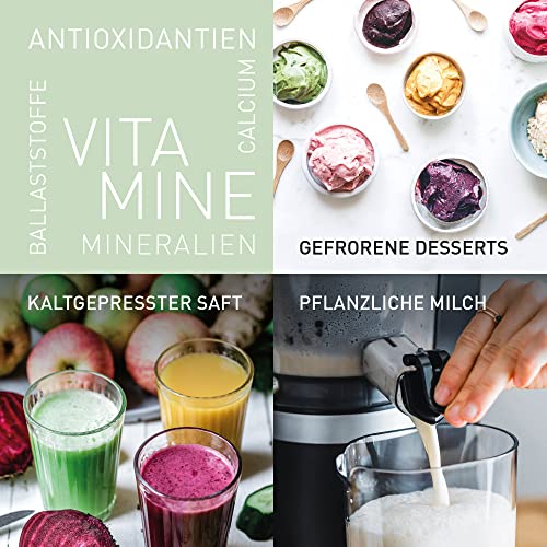 Panasonic Slow Juicer MJ-L700KXE, elektrische Fruchtpresse, Entsaften von ganzen Früchten und Gemüse, 75-mm Öffnung, schlankes Design, sicher und praktisch, Schwarz, Mattschwarz – Bild 6