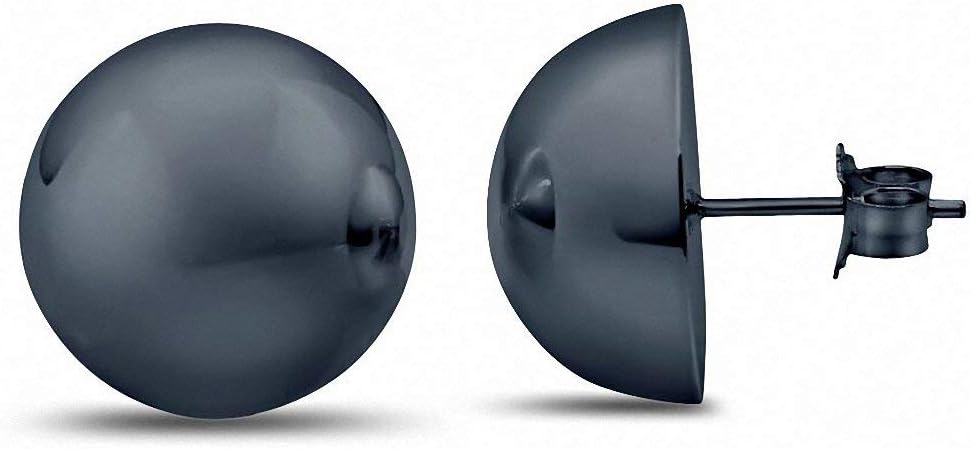 16mm Half Ball Moon Stud Earrings 925 Sterling Silver Choose Color