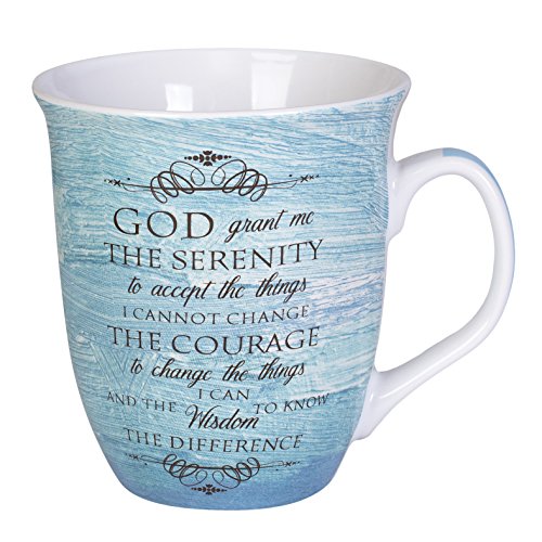 Serenity Prayer Teal Blue 16 Ounce Ceramic Stoneware Coffee Mug