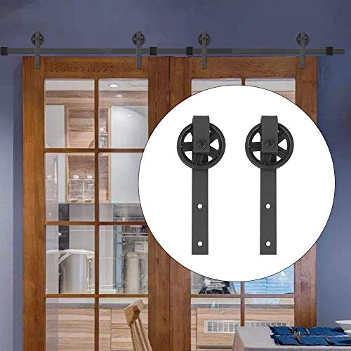 Carril de Puerta Corredera, 12FT Doble Puerta Empalme Rueda Redonda Acero al Carbono Puerta de Granero Riel Colgante