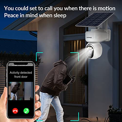 Luovisee Wireless Solar Outdoor Home Security Wifi Camera Ptz Full Color Night Vision With Audio,Pir Motion Detection Alarm,64G Sd Card, Rechargeable Battery,Ip65 Weather Proof,Siren,360 View #TOP5