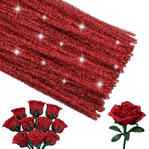 Image of ZXIIXZ 100 Pcs Pipe Cleaners, Glitter Pipe Cleaners Bulk for Making Flowers