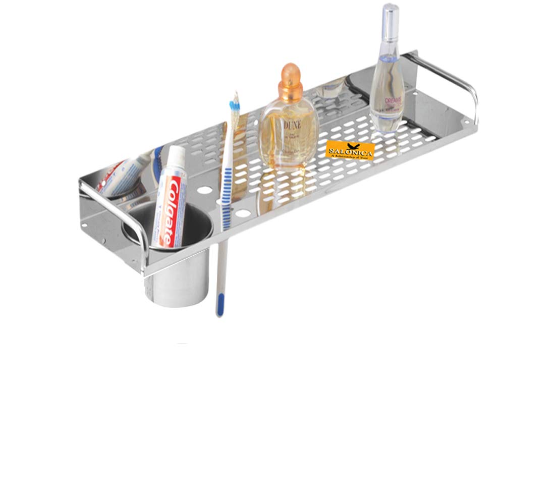 INDOROX Bath Over The Shelf Tumbler Glass Holder Shelves Stainless Steel 16 inch (Silver Color) (B07N6LVD2F) Amazon Price History, Amazon Price Tracker