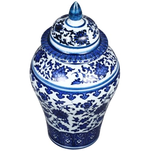 Tofficu Tarro Decorativo de Cerámica Azul y Estilo Chino, Tarro para Té Sellado Tapa Hermética, Jarrón Tradicional para Almacenamiento y Decoración en Hogar, Capacidad Portátil