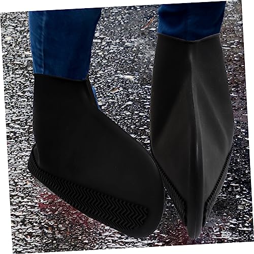 Cubiertas para zapatos impermeables y antideslizantes de silicona, 1 par, talla L, color negro, para mujer miniatura 3