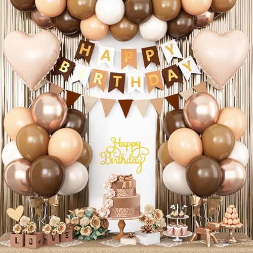 Image of Brown Birthday Decorations,Neutral Birthday Balloons Set