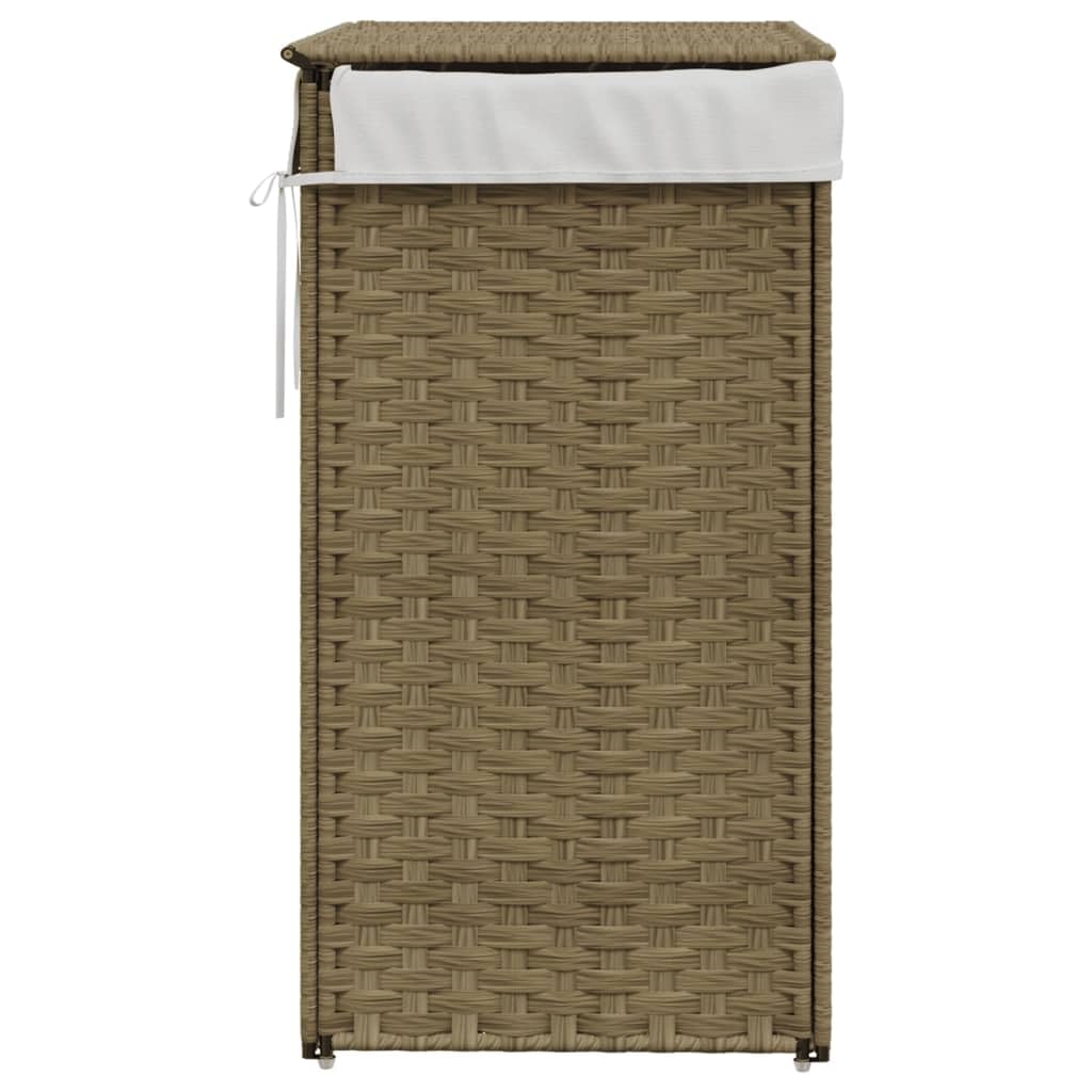Mangloder Wäschekorb mit Deckel aus Poly Rattan 46 x 33 x 60 cm, handgewebt, klappbar, mit Griff und Innenbeutel für Schmutzwäsche, Badezimmer, Schlafzimmer und Waschküche