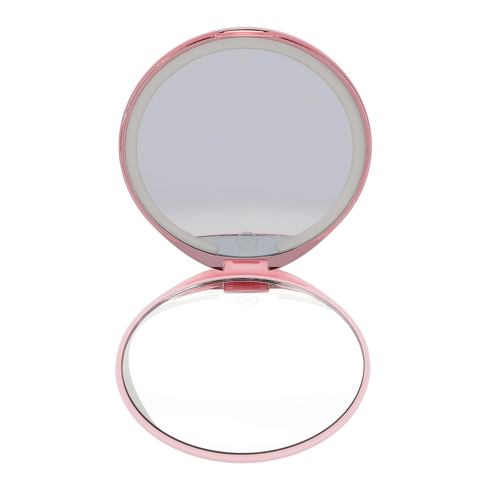 Espejo de maquillaje LED portátil de doble cara con aumento 1X 5X y cuerpo de ABS ligero