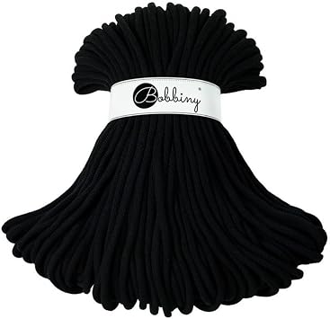 Bobbiny Jumbo 9mm Braided Macrame Cord Black 108yds/330ft