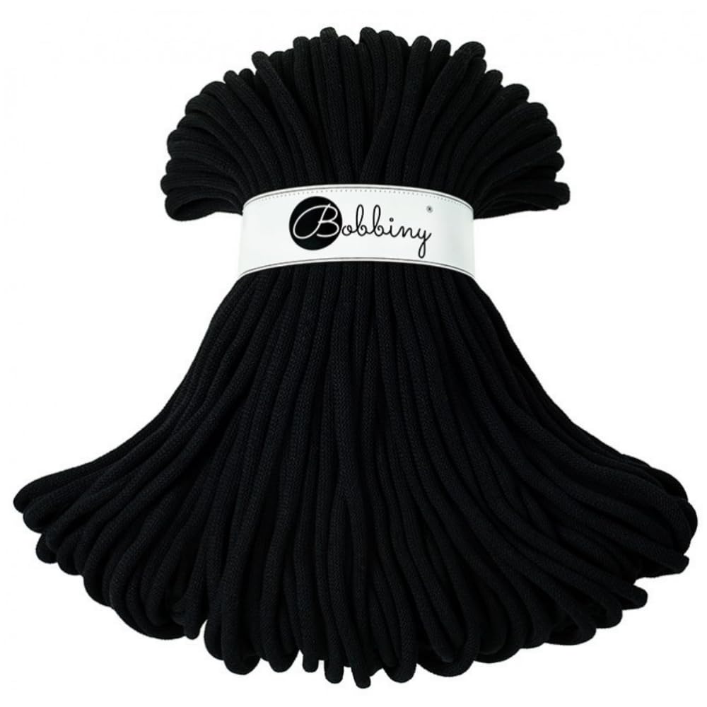 Bobbiny Jumbo 9mm Braided Macrame Cord (Black) 100m
