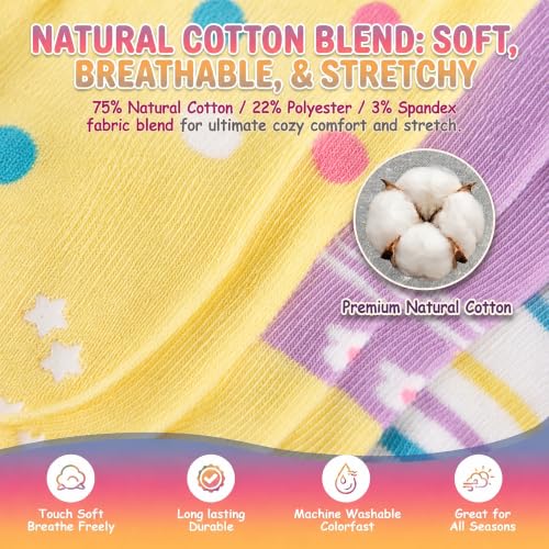 Unisex Baby Non Slip Socks, 12 Pairs Soft Cotton Cartoon Ankle Crew Socks, Breathable Anti-Slip Floor Crawling Socks with Grips for Kids Toddler Infant Boys Girls 0-1/1-3/3-5 Years - Image 5