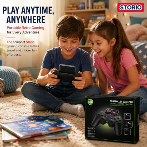 Image of Storio S10 Handheld Gaming Console for Kids & Adults | 520 Built-in Classic Games | Retro Video Game Player | Portable Rechargeable Mini Game Box with TV Output | Toy Gift for Boys & Girls 6-14 Years
