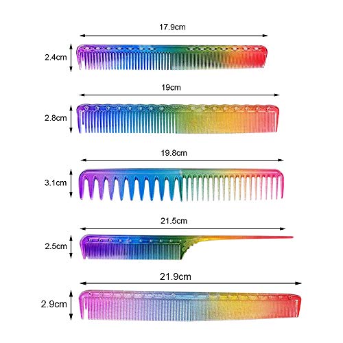KKmoon Pente de corte de cabelo colorido Pente de modelagem para corte de cabelo Pente de penteado A