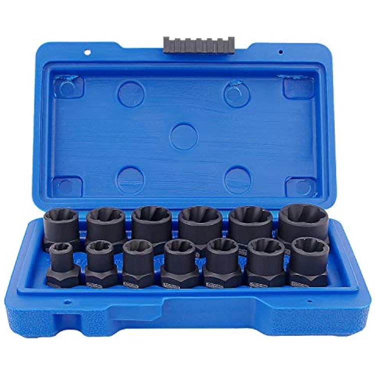 Luckyway 13-Piece Impact Bolt & Nut Remover Set, Nut Extractor Socket, Bolt Remover Tool Set