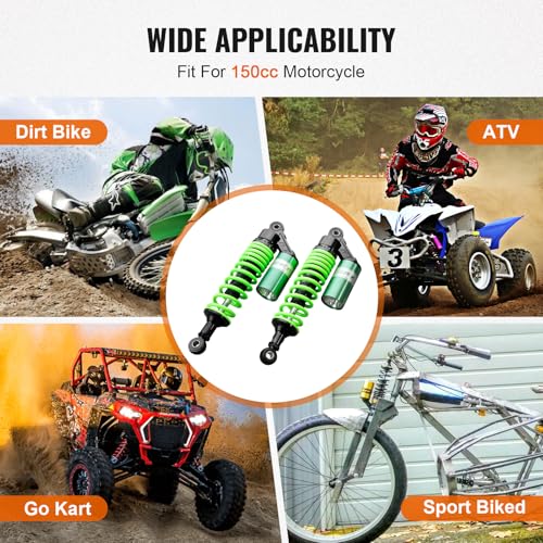 Image of GZYF 320mm 12.6 inch Pair Universal Motorcycle Rear Air Shock Absorbers for HONDA for Suzuki for Kawasaki for Yamaha ATV Go Kart Quad Dirt Sport Bikes,Green,12.5 inch