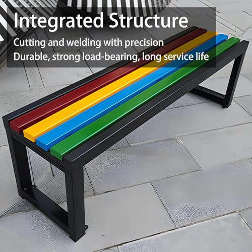 Banc de jardin blanc et coloré de 100 cm résistant aux intempéries - 6