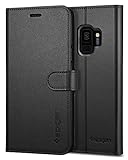 Spigen Wallet S Galaxy S9 Case with Foldable Synthetic Leather with Kickstand Feature and Card Slot for Samsung Galaxy S9 (2018) - Black