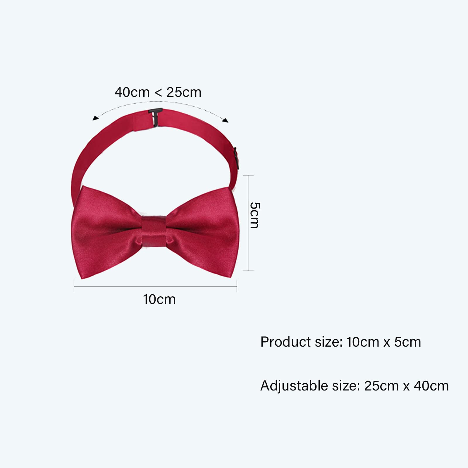 Niños Pajarita 10 * 5cm Poliéster Clásico Lazo Ajustable en Color Liso con Cierre de Gancho Elástico Fancy Pajaritas Lisas para Fiesta de Boda/Casual/Formal/Ocasiones de Negocios