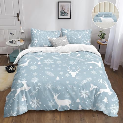 Parure de lit Noël 90x200 cm avec housse de couette imprimée et taies