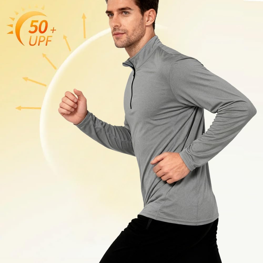 4-Pack Men's Quarter Zip Long Sleeve Running Shirts - Moisture Wicking Athletic Tops, Breathable Workout Shirts Multi - Image 6