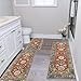 HEBE Boho Kitchen Rug Sets 3 Piece with Runner Non Slip Kitchen Rugs and Mats Washable Kitchen Mats for Floor Thick Kitchen Floor Mat Carpet Runner Rugs for Hallway Laundry Holiday Decor