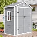 CDCASA 6x3 FT Resin Storage Shed, Waterproof Outdoor Shed with Floor & Window & Lockable Door Included, Outside Plastic Tool Sheds for Garden, Patio, Backyard, Light Gray