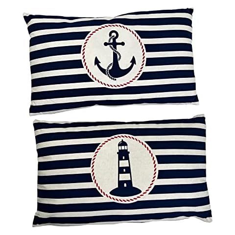 BUSDUGA 4185 2er Set Kissen Anker und Leuchtturm Cover