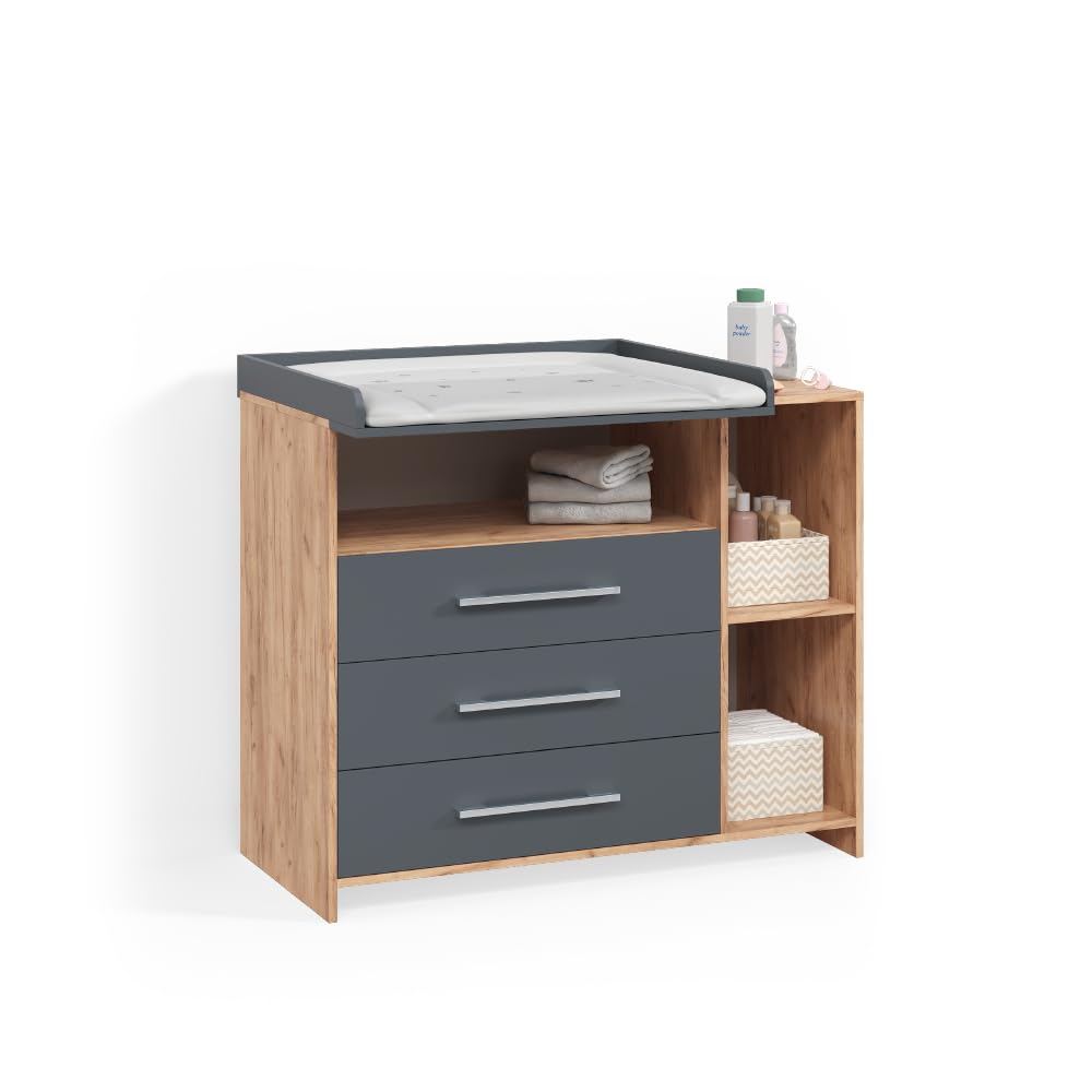 Livinity Commode à Langer Torino, Anthracite/Sonoma, avec tiroirs