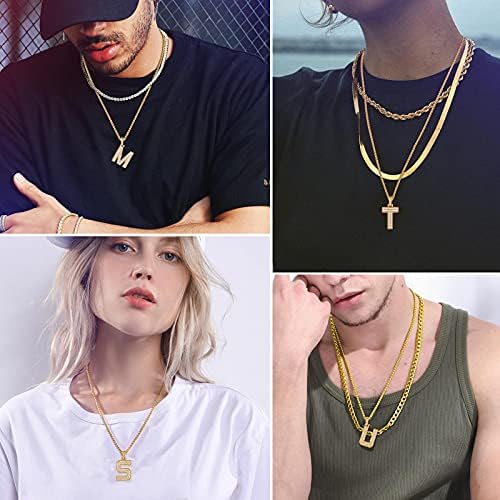 FindChic Bling CZ Big Capital Letter A Necklace For Men&Women Hip Hop 18K Gold Plated Custom Name Diamond Initial Pendant Personalized Jewelry for Rapper Boys 22inch Wheat Chain - 1