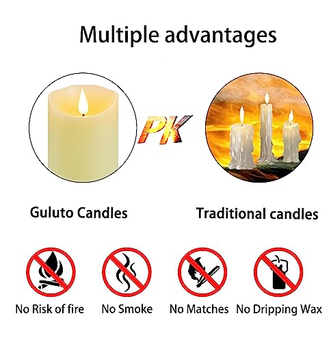Image of Flickering Flameless Candles, Battery Operated Candles with Remote and Timer, Last 1000+ Hours Battery Candle, 3D Wick, Real Wax Pillar Electric led Candle, Wedding, Christmas Decor 3 inch x 5 inch