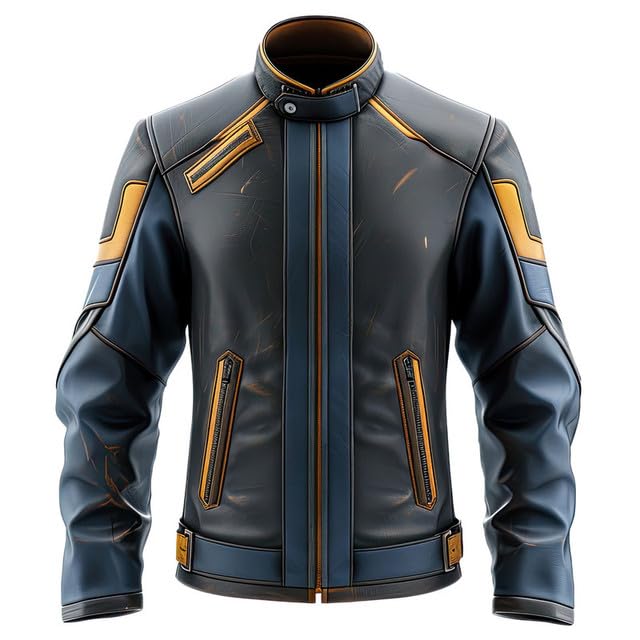 Men’s Mustard Yellow Blue Genuine Sheepskin Stand Collar Classy Biker Café Racer Motorcycle Leather Jacket