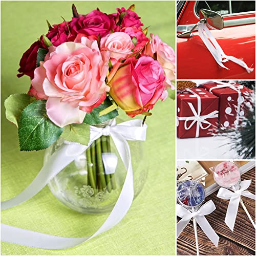 KEYIDO White Ribbon 20mm Wide, 50 Yards White Satin Ribbon for Gift Wrapping Hair Bow, Florist, Crafts, Car, Wedding - Image 3