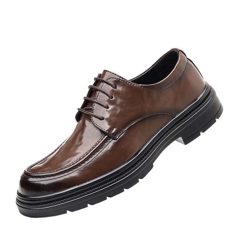 Men's Retro Oxfords Softsole Walking Business Comfort Shoes Round-Toe Casual Lace-Up Leather Dress Shoes
