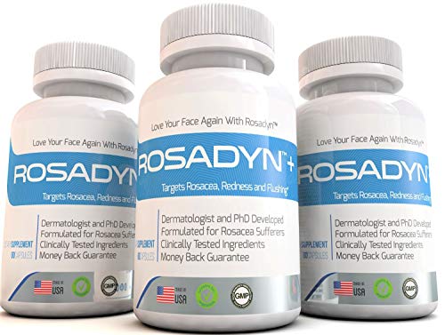 Rosacea Treatment Supplement by Rosadyn | Relief for Face & Nose Redness, Acne and Red Eyes | Works Internally Unlike a Cleanser Wash, Moisturizer, Cream or Other Skin Care Products| Natural (3)