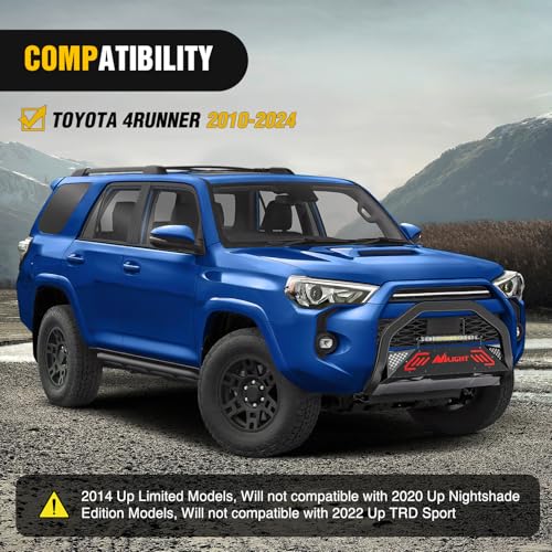Image of Nilight Bull Bar with Light Bar&License Plate Hole Compatible with Toyota 4Runner 2010-2024 Truck Brush Guard, Front Bumper Push Bar w /Grille Skid Plate Light Mount