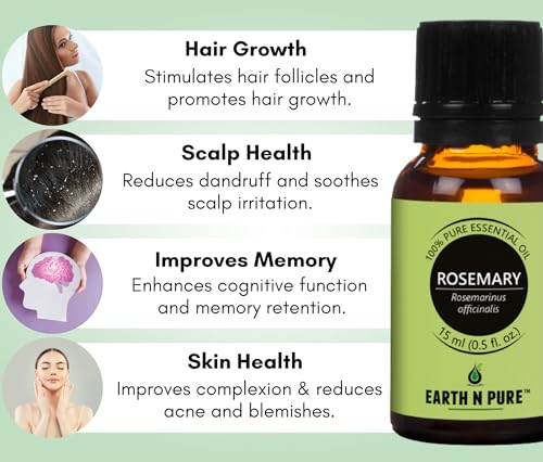 Image of Earth N Pure Eucalyptus, Rosemary & Tea tree Essential Oils | Pack Of 3 (15 ml each) | 100% Pure, Undiluted, Natural And Therapeutic Grade - Perfect for Aromatherapy, Skin Therapy & More