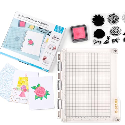 Precise Stamp Platform Tool for Accurate Craft Stamping Stamp Positioning Tool with Grip Mat for Stamping Clear Stamp Scrapbook Craft Stamping Tool with Grid Lines for Card Making &Other Paper Crafts