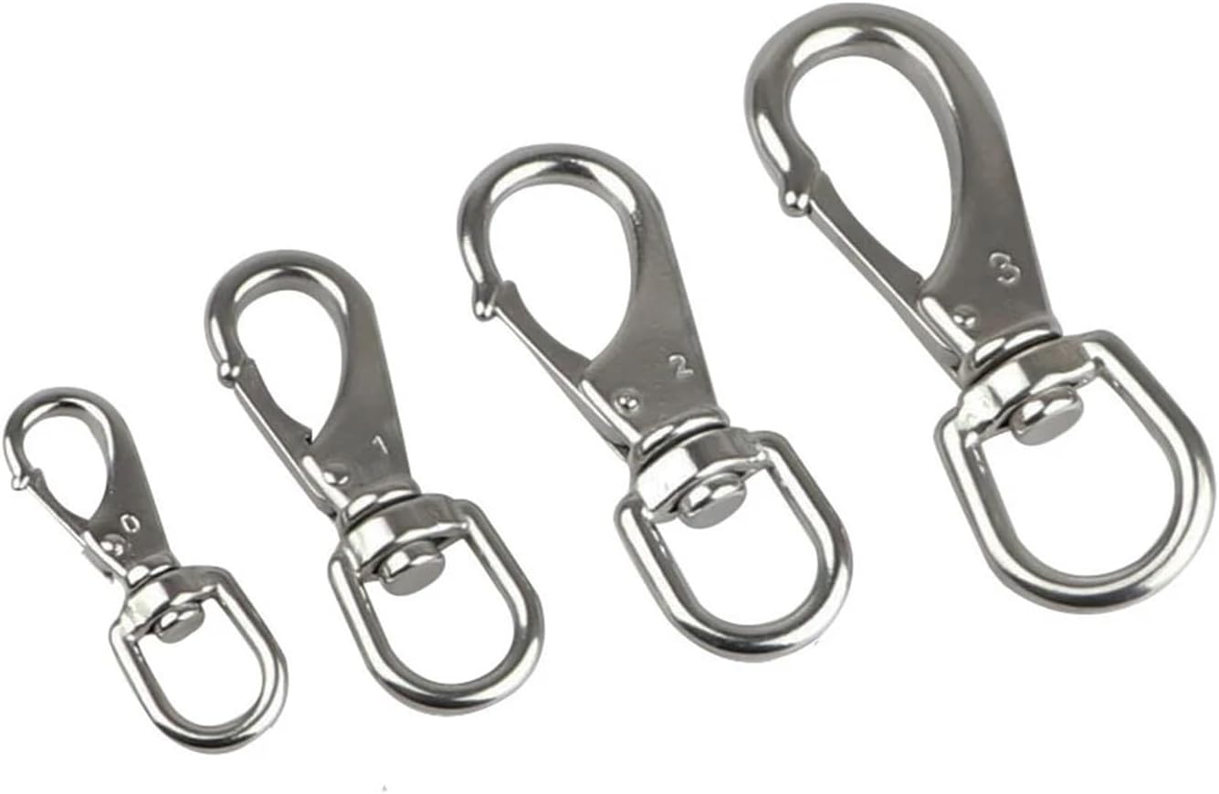 Spring Snap Hook 5 PCS 304 Stainless Steel Swivel Snap Hook for Flagpole Rope Flag Pole Clips, Diving Clips Spring Hooks,Keychains,Boat Ropes(70MM)