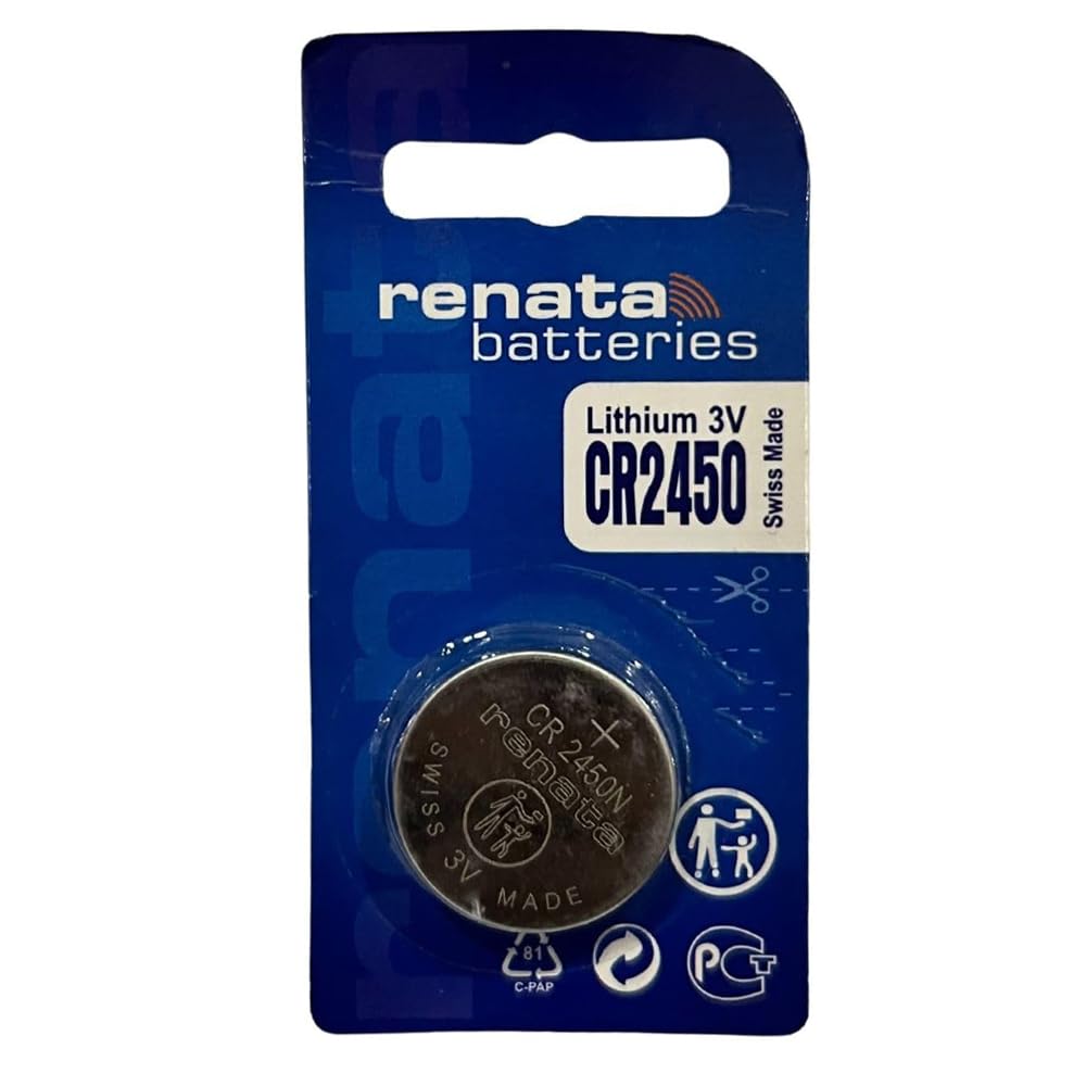 Imaginea CR2450 Coin Battery Compatible with Renata 2450N Cr 2450 3V Lithium Coin Button Cell Batteries (Silver) Blister for Watches, Small Electronic Gadgets, and More (CR2450, Pack of 1)