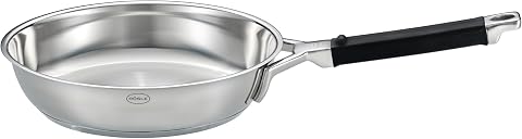 RÖSLE Silence Pro kızartma tavası, yüksek kaliteli paslanmaz çelik kızartma tavası, biftek ve daha fazlasını mükemmel şekilde kavurmak için, çap 24 cm, gümüş, 18/10 paslanmaz çelik