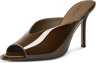 wetkiss Mule Heels Women Stiletto High Heels Peep Toe Slip On Sandals
