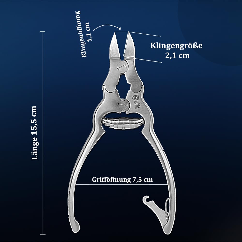 SMI 15,5 cm Tronchese Unghie Piedi per Unghie Spesse, Dure e Incarnite - Tagliaunghie Tronchesino Professionale Unghie Pesante Podologia Molla a Barile Sicurezza Bambino con Custodia