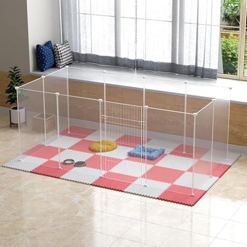 KryZaroペットフェンス 12 枚パネルジョイント式 45x35cm ドア付き 小型犬脱走防止 室内屋外両用 置くだけ自立型 ペットサークル/仕切り