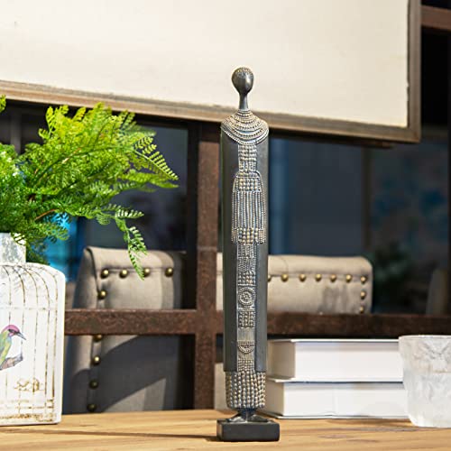 Guichifun African Statue Sculpture Collectible Figurine - Traditional Tribal Lady Figurine Home Decor Abstract Art Statue Decorative Black Women Statue 1.5 X 2 X 13 Inch #TOP4