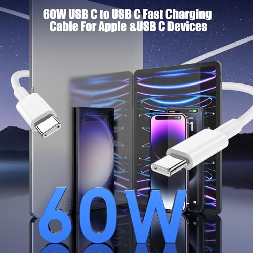 Image of LOFPYE 15FT 60W USB C to USB C Cable, Type C to Type C Cable,Fast Charging Cable for iPhone Air 17 16e 16 15 Pro Plus Pro Max,for Galaxy S25 /S24, for iPad Pro /Air /mini, for MacBook Pro /Air and More