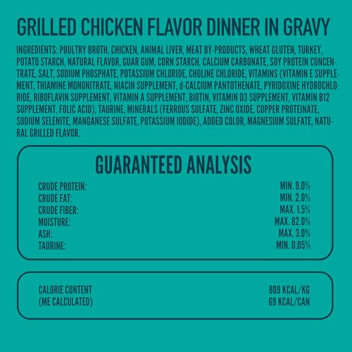 Image of A Strong Heart Canned Wet Cat Food, Grilled Chicken Flavor in Gravy - 3 oz Cans (Pack of 24), Made in The USA with Pieces of Real Grilled Chicken