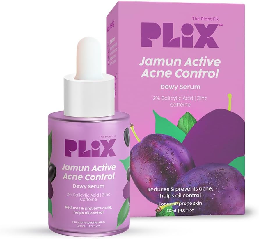 The Plant Fix Plix 2% Salicylic Acid Jamun Active Acne Control Dewy Serum 30 ml for Active Acne & Dark Spot Reduction with Caffeine for Breakout Control (Pack of 1)