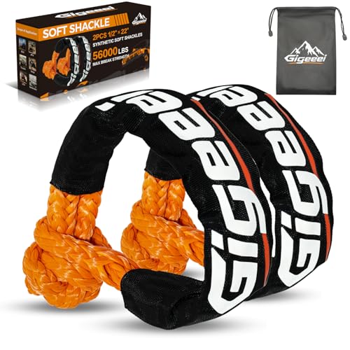 Soft Shackles Tow Recovery - 1/2 Inch X 22 Inch (56 000lbs) Soft Shackle Recovery Kit for Off-Road Winch and Vehicle Towing (Orange)