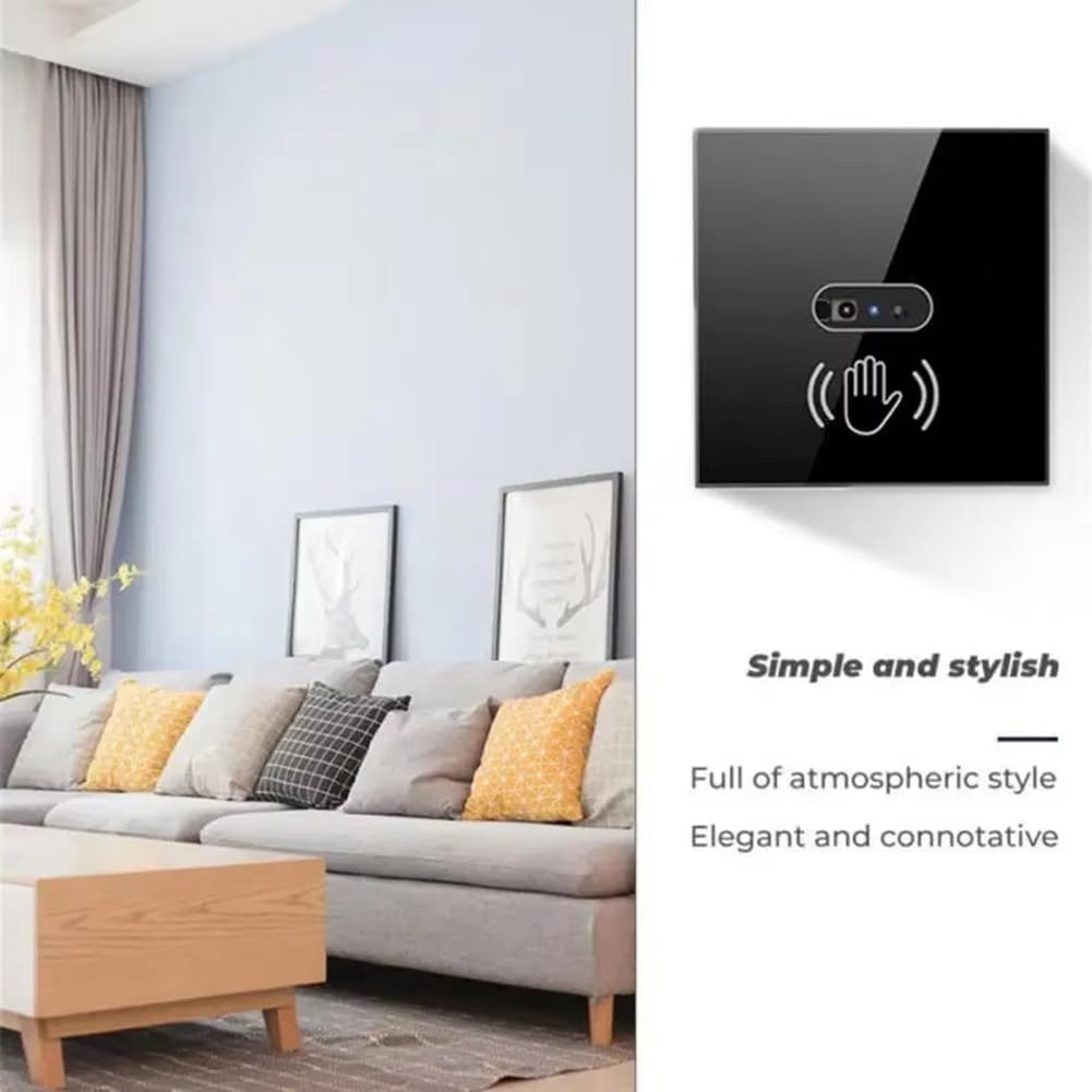 Interrupteur Mural Intelligent Capteur Infrarouge sans Contact Panneau Verre Prise UE
